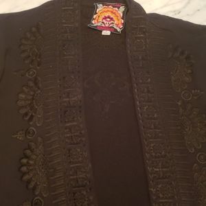 Black embroidered Johnny Was cardigan